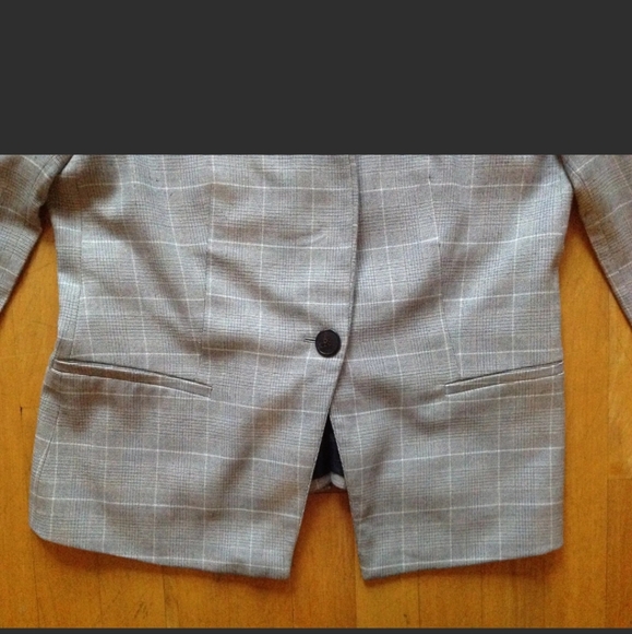ZARA Basic Women's Gray Plaid Blazer Size Large - Picture 5 of 9